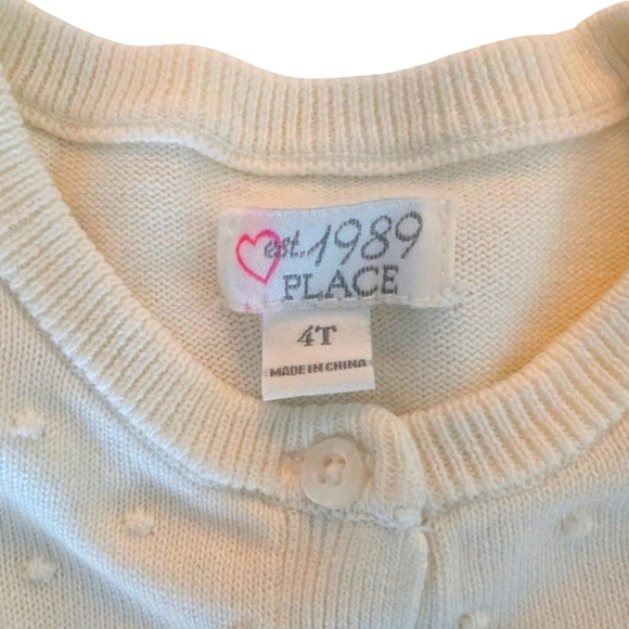Children's Place Girls Cotton White Cardigan Sweater Size 4T - Picture 5 of 7